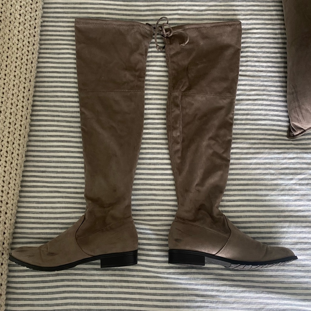 Women's Over-the-Knee Boots - grey beige